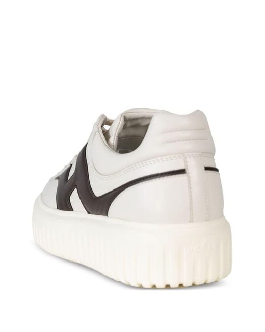 Hogan Brown H-Stripes Leather Sneakers for men