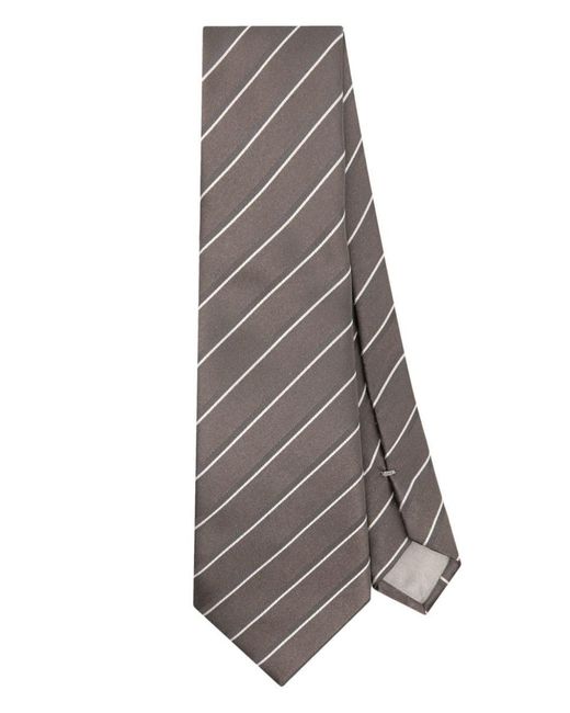 Giorgio Armani Gray Striped Silk Tie for men