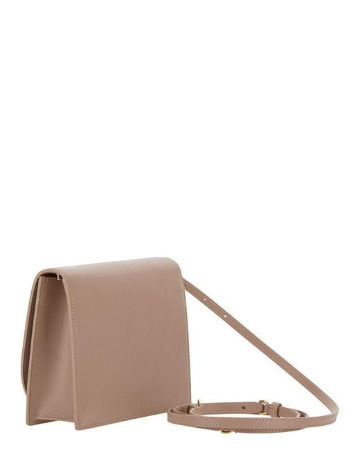 Dolce & Gabbana Brown 'dg Logo Bag' Beige Crossbody Bag In Leather Woman