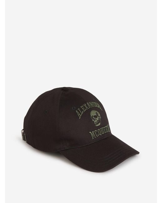 Alexander McQueen Black Varsity Skull Cap for men