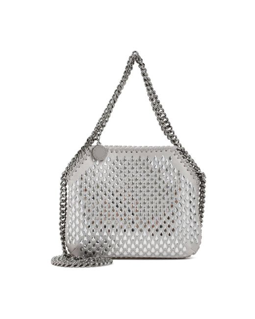 Stella McCartney Falabella Crystal Mesh Mini Tote Bag in Gray | Lyst