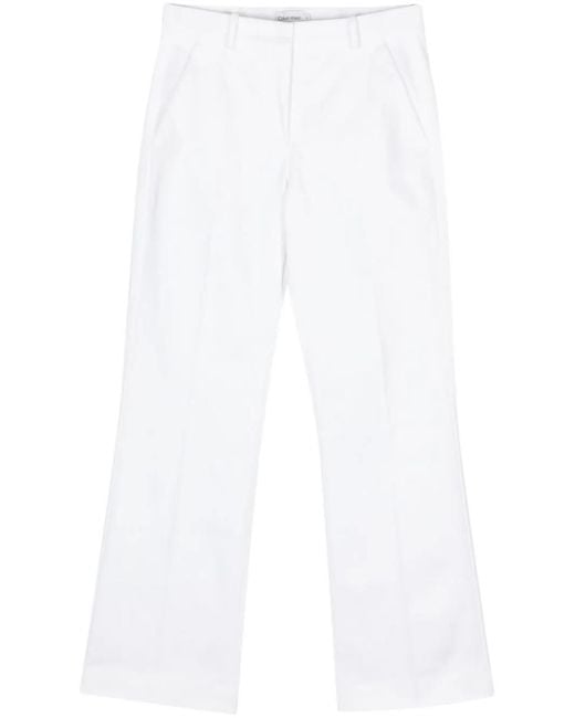 Calvin Klein White Twill Straight Trousers