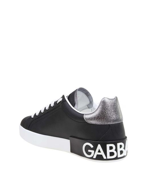 Dolce & Gabbana Black Portofino Sneakers In Leather for men