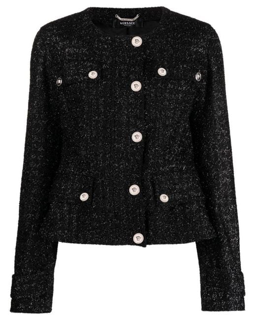 Versace Black Vichy Tweed Jacket