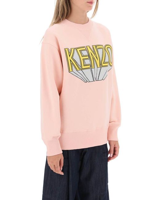 KENZO Pink 3 D Printed Crew Neck Sweatshirt