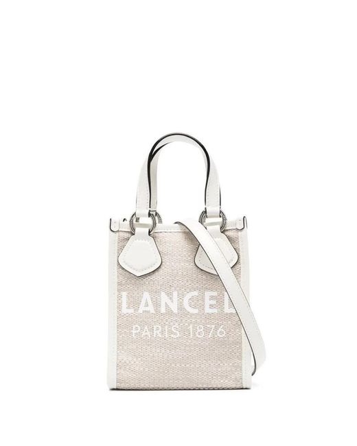 Lancel White Mini Vertical Tote Bags