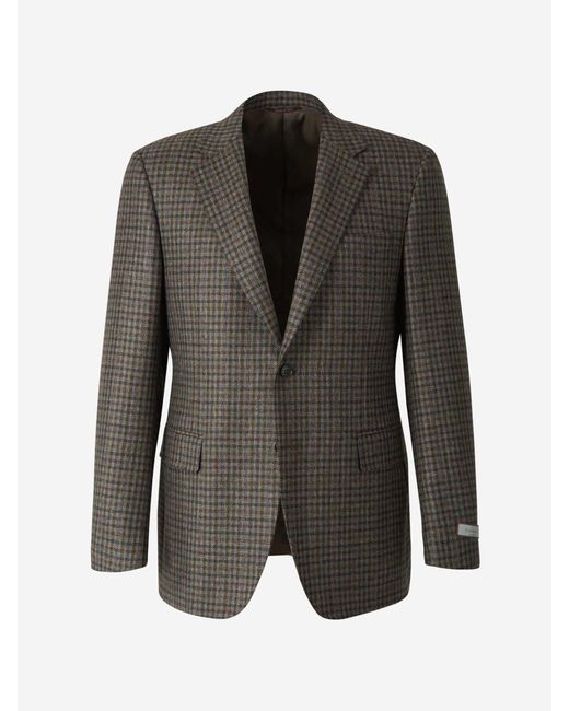 Canali Black Motif Checkered Blazer for men