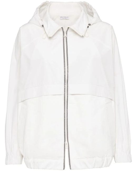Brunello Cucinelli White Water-Resistant Taffeta Jacket