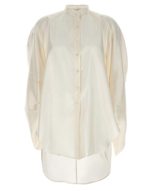 DI.LA3 PARI' White Curled Sleeve Shirt
