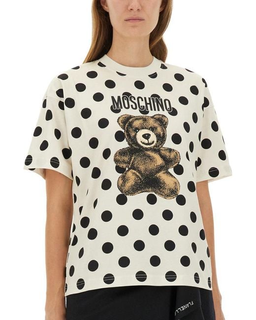 Moschino White Teddy Polka Dots" T-Shirt