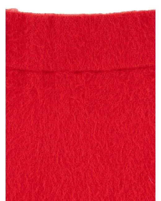 Fabiana Filippi Red Skirt With Hidden Closure And Brushed Effect