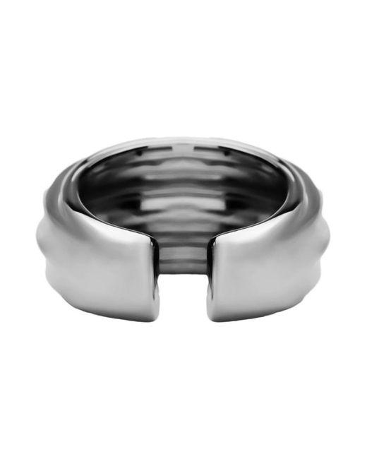 LAG World Gray 'Onda' Metallic Ring With Wave Silhouette And Open Rear