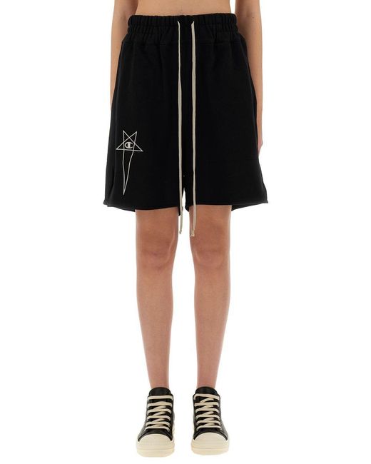 Rick Owens X Champion Black Cotton Shorts