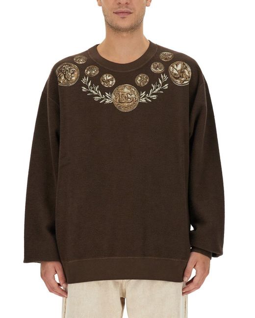 Dolce & Gabbana Brown Coin Print Sweatshirt for men