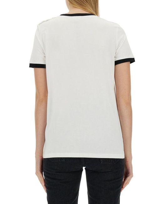 Balmain White T-Shirt With Logo