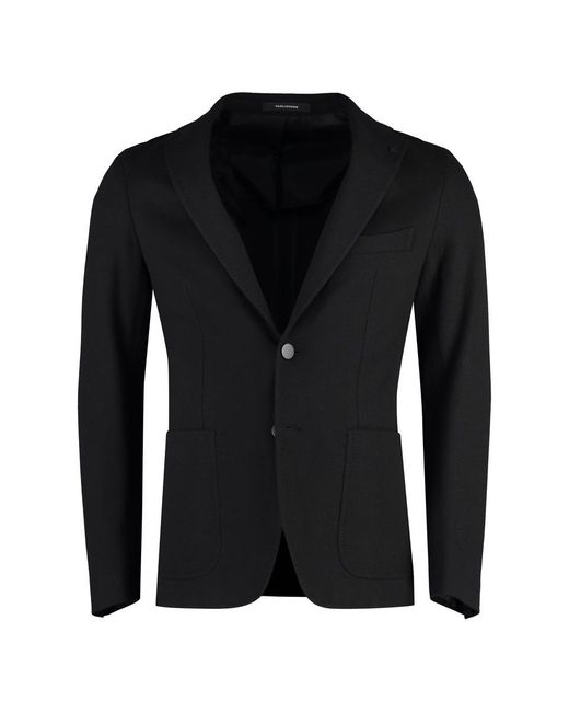 Tagliatore Single Breasted Cotton Blazer in Black for Men Lyst UK