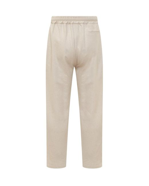 Gcds Natural Wide Linen Trousers for men