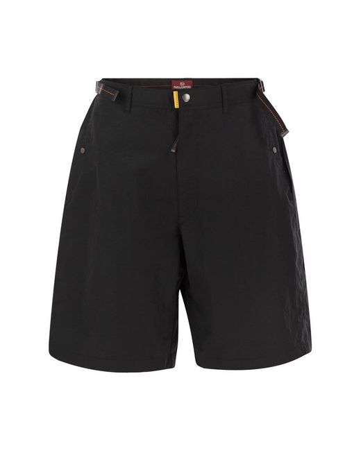 Parajumpers Black Ivan - Nylon Poplin Short Trousers for men