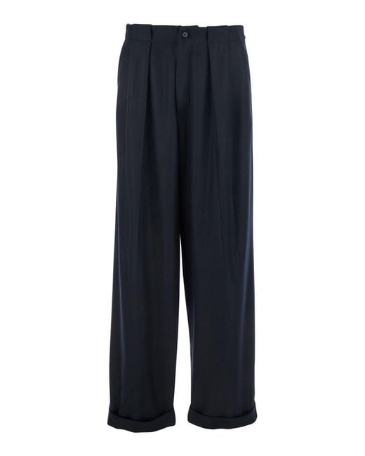 Dolce & Gabbana Blue Pants With Belt Loops And Cuffed Hem for men