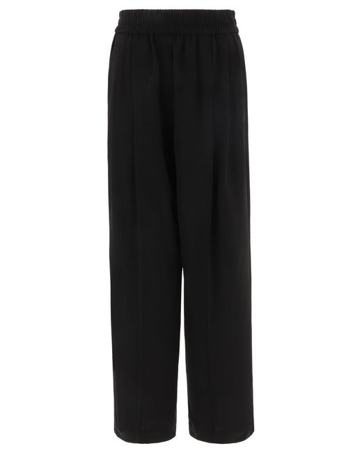 Brunello Cucinelli Black Wide Trousers With Elasticated Waist