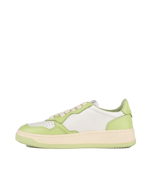 Autry Green And Two-Tone Leather Medalist Low Sneakers