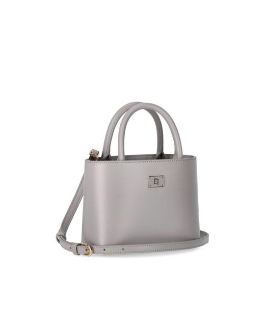 Elisabetta Franchi Gray Pearl Grey Small Shopping Bag
