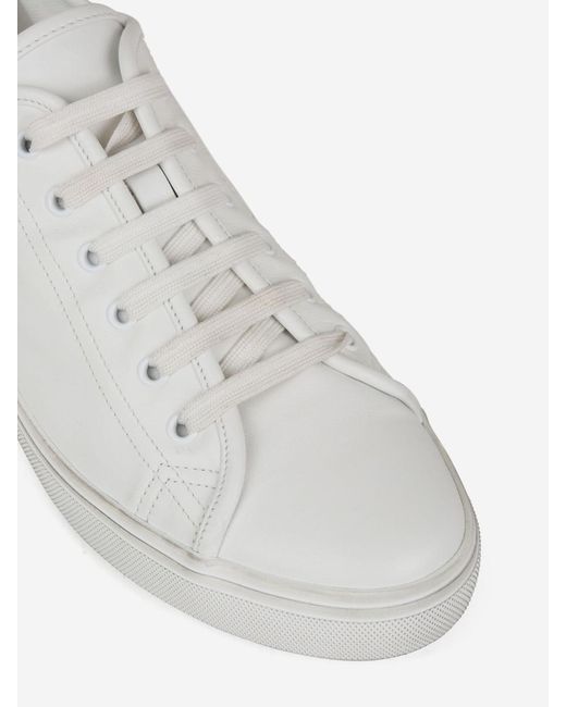 Saint Laurent White Malibu Leather Sneakers for men