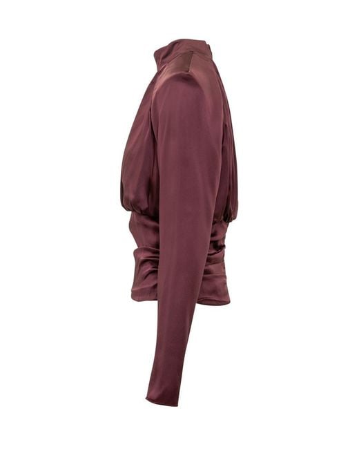 ROTATE BIRGER CHRISTENSEN Red Rotate Satin Blouse