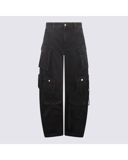 The Attico Black Cotton Blend Cargo Jeans