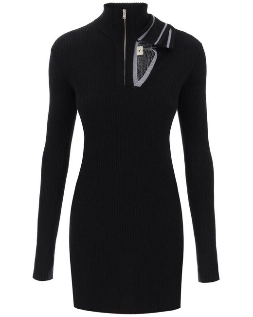 Y. Project Black Double Neckline Merino Mini Dress