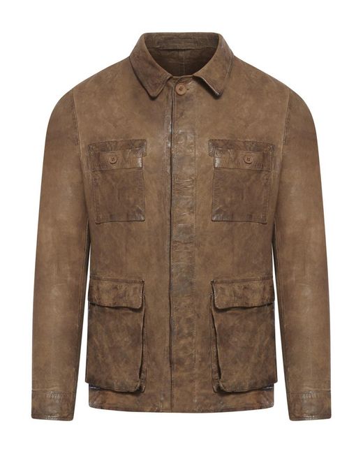 Salvatore Santoro Brown Leather Jacket for men