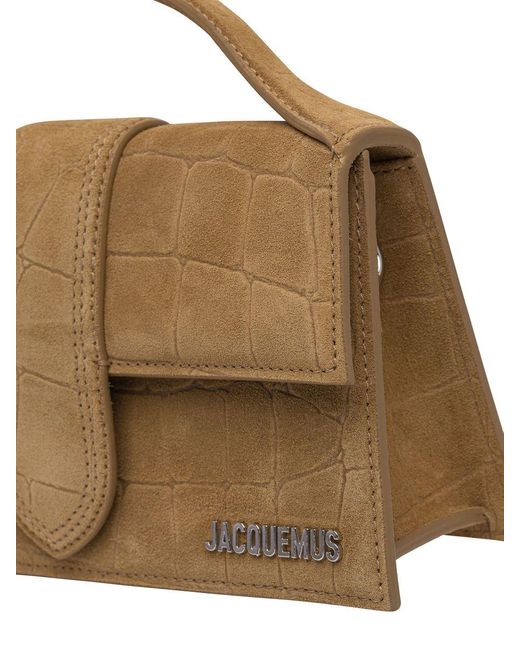Jacquemus Brown 'Le Grand Bambino' Handbag With Logo Lettering On The Front And Crocodile Skin Effect
