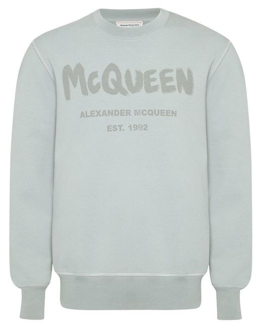 Alexander McQueen Gray Logo Cotton Sweatshirt for men