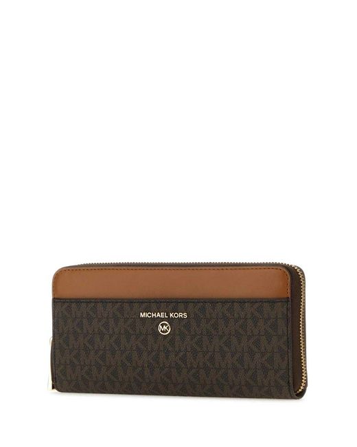 Michael Kors Brown Continental Wallet With Printed Canvas