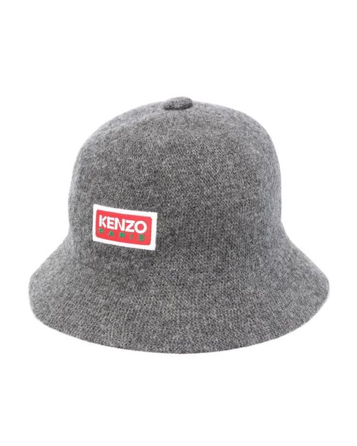 KENZO Gray Logo-print Bucket Hat