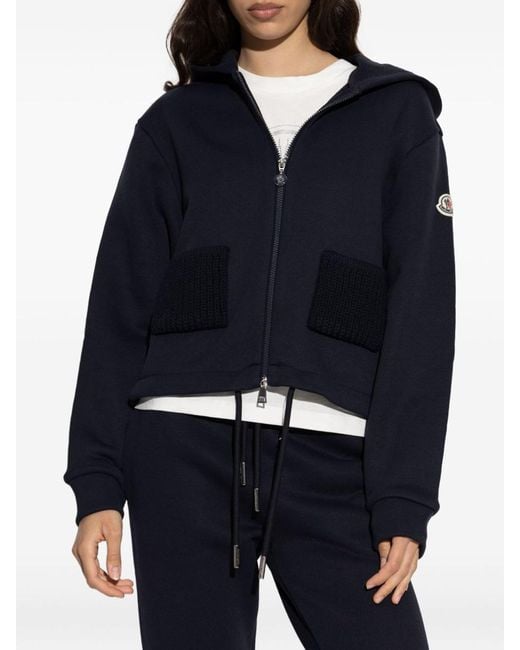 Moncler Blue Logo Zipped Hoodie