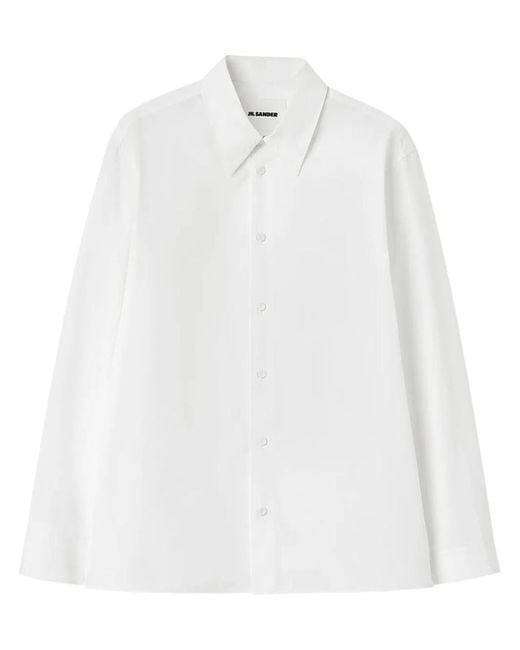 Jil Sander White Cotton Poplin Shirt for men