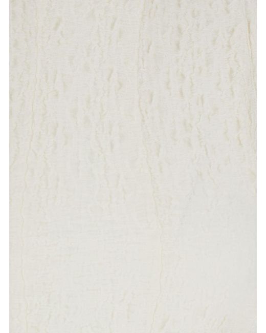 MSGM White Crinkled Cotton Blend Short Dress
