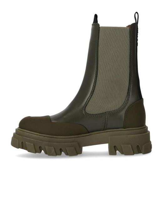 Ganni Military Green Chelsea Boot