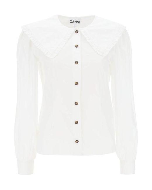Ganni White Maxi Collar Shirt