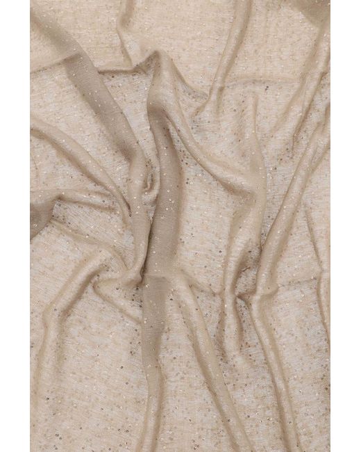 Brunello Cucinelli White "Cashmere And Silk Scarf For