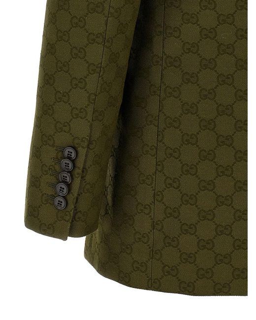 Gucci Green Gg Double-breasted Blazer