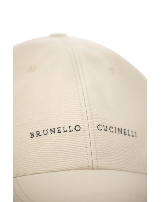 Brunello Cucinelli Natural Baseball Cap With Embroidery for men