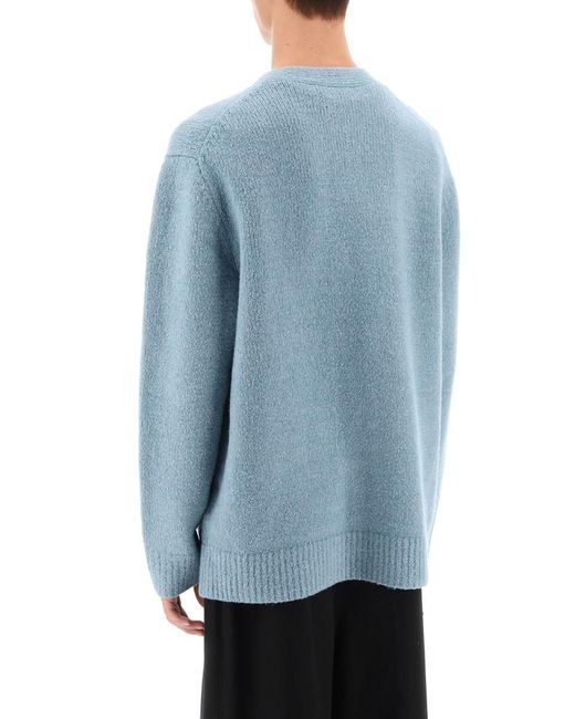 Acne Blue Melange-wool Cardigan for men