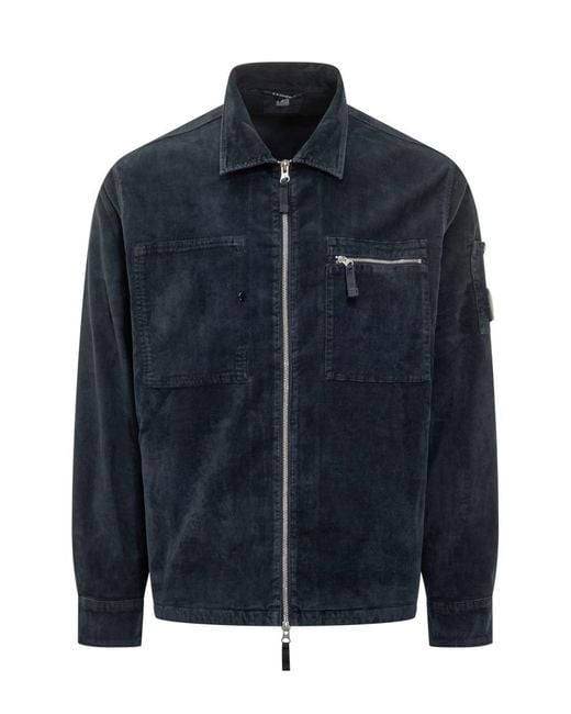 C P Company Blue Corduroy Jacket With Zipper for men