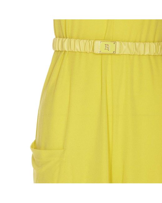 Elisabetta Franchi Yellow Cedar Belted Jumpsuit