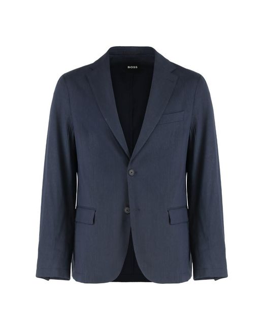 Boss Blue Single-Breasted Two-Button Jacket for men