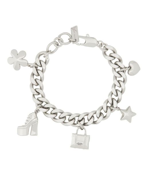 Marc Jacobs White "The Mini Icon Charm" Chain Bracelet