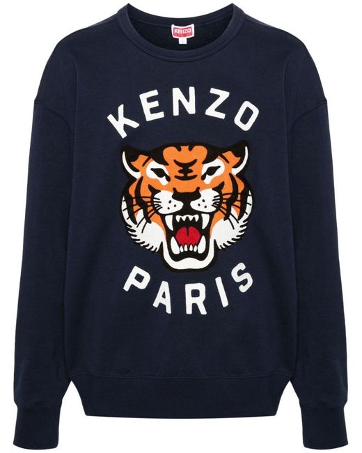 KENZO Blue Lucky Tiger Cotton Sweatshirt for men