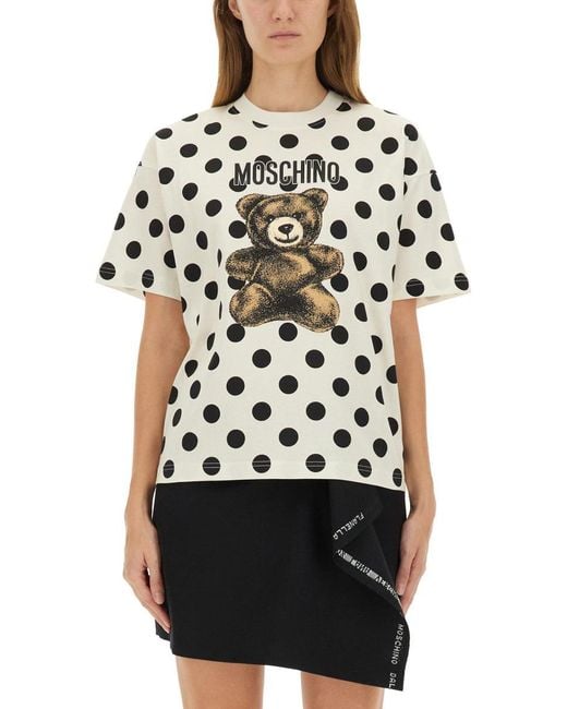 Moschino White Teddy Polka Dots" T-Shirt